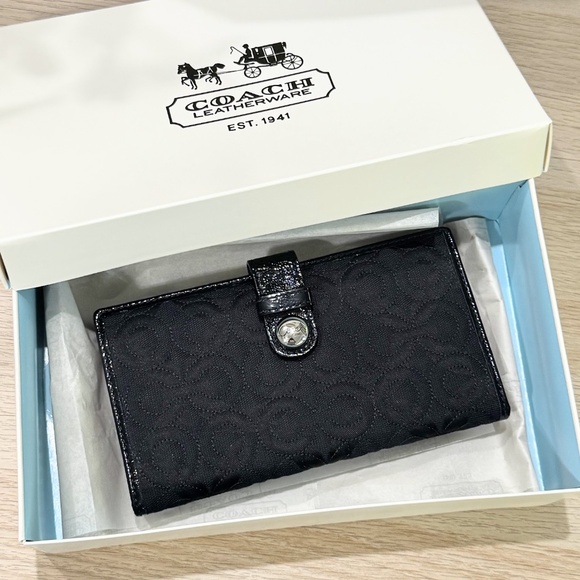 Vintage Coach Canvas Embroidered C Clutch Large Wallet New in Box - Picture 1 of 12